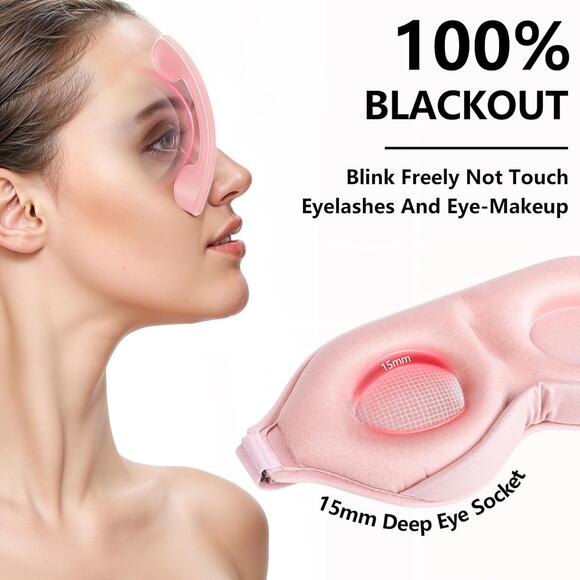 🔥Sleep Masks for Women Men- 3D Pink Sleep Eye Mask as Airplane Travel BNWT🔥 - Picture 2 of 7